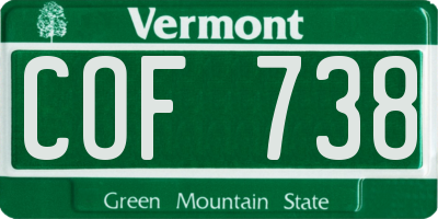VT license plate COF738