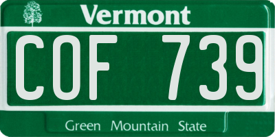 VT license plate COF739