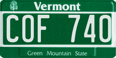VT license plate COF740