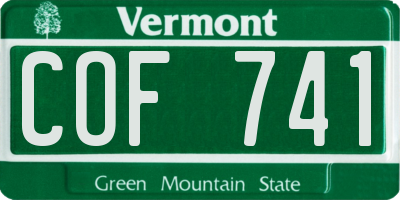 VT license plate COF741