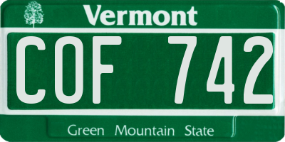 VT license plate COF742