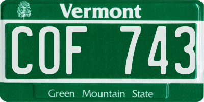VT license plate COF743