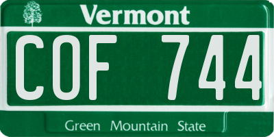 VT license plate COF744