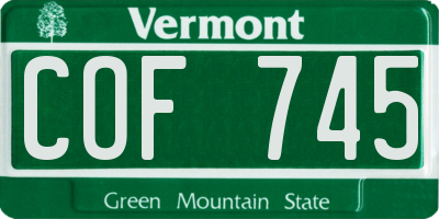 VT license plate COF745