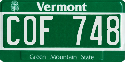 VT license plate COF748