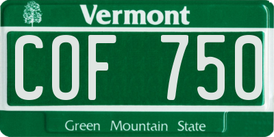 VT license plate COF750