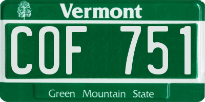 VT license plate COF751
