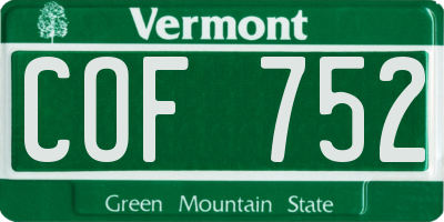 VT license plate COF752