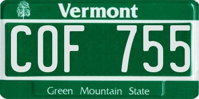 VT license plate COF755