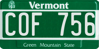 VT license plate COF756