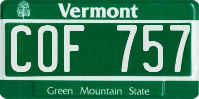 VT license plate COF757