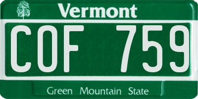 VT license plate COF759