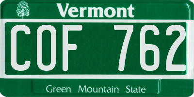 VT license plate COF762
