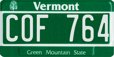 VT license plate COF764