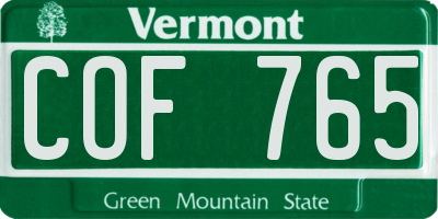 VT license plate COF765