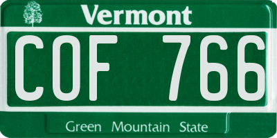 VT license plate COF766