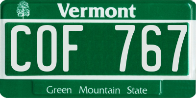 VT license plate COF767