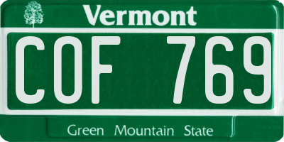 VT license plate COF769