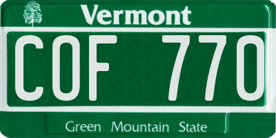 VT license plate COF770
