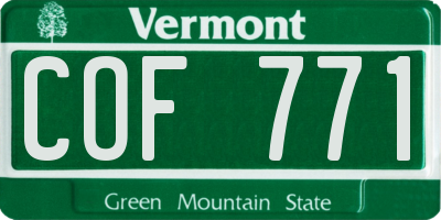 VT license plate COF771