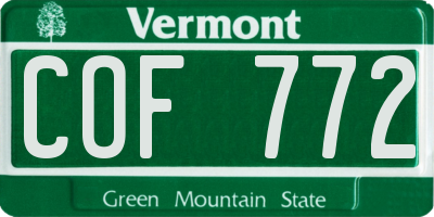 VT license plate COF772