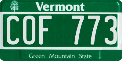 VT license plate COF773