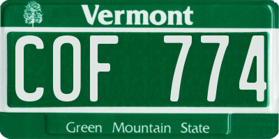 VT license plate COF774