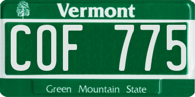 VT license plate COF775