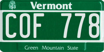 VT license plate COF778