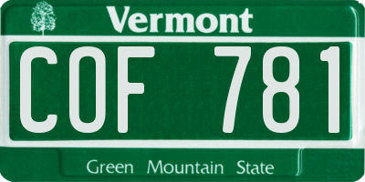 VT license plate COF781
