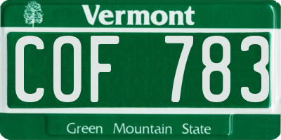 VT license plate COF783