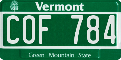 VT license plate COF784