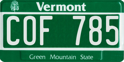 VT license plate COF785