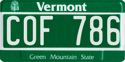 VT license plate COF786