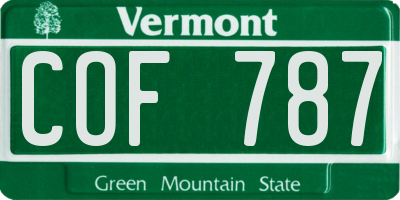 VT license plate COF787