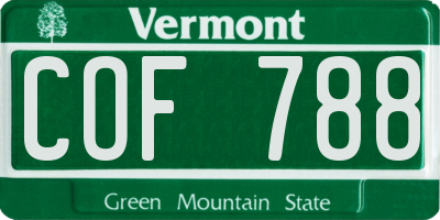 VT license plate COF788