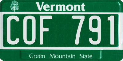 VT license plate COF791
