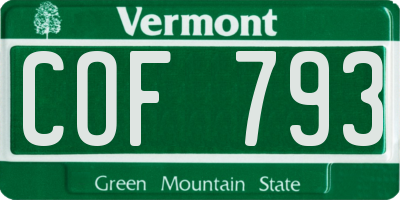 VT license plate COF793