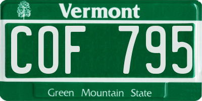 VT license plate COF795