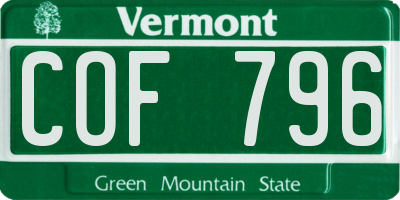 VT license plate COF796