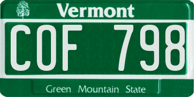VT license plate COF798