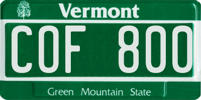 VT license plate COF800