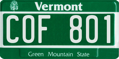 VT license plate COF801