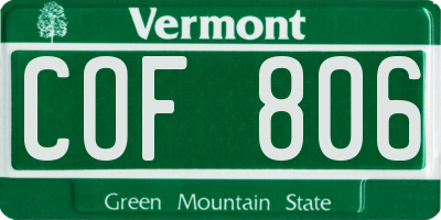 VT license plate COF806