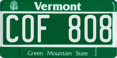 VT license plate COF808