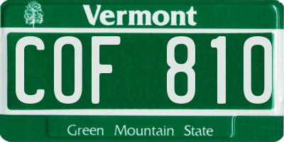 VT license plate COF810