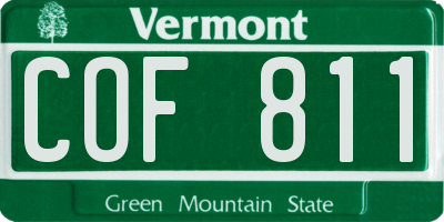 VT license plate COF811