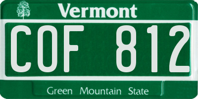 VT license plate COF812