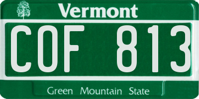 VT license plate COF813