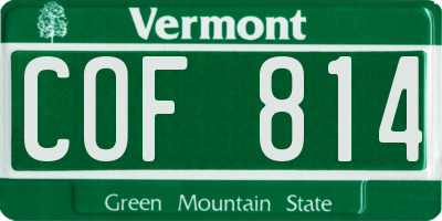 VT license plate COF814